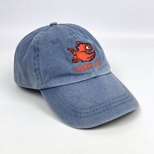 Pirana Joe BELIZE Blue Denim Strap Back Adjustable Hat Cap Orange Embroidered